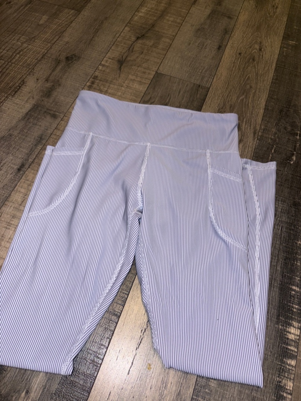 Old Navy Girls Light Blue & White Pinstripe Leggings